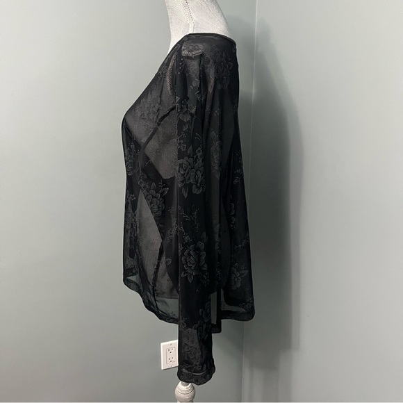 PENNINGTONS Plus size Black Sheer Floral print Top size 2X - Picture 5 of 9